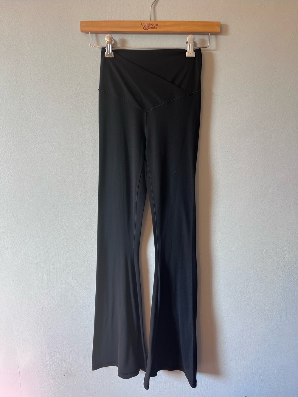 aerie Black High-Waist Flare Leggings with Crossover Waistband